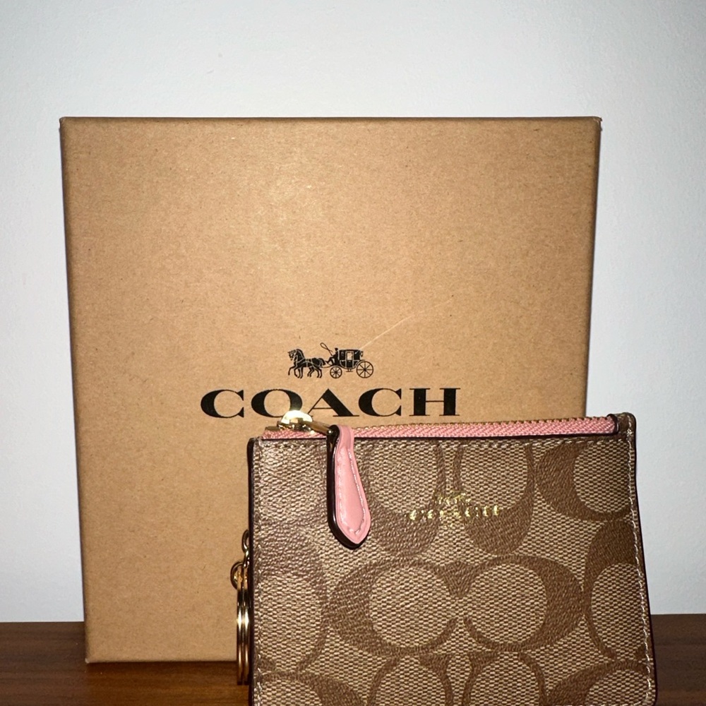 Coach Brown and Pink Signature Wristlet